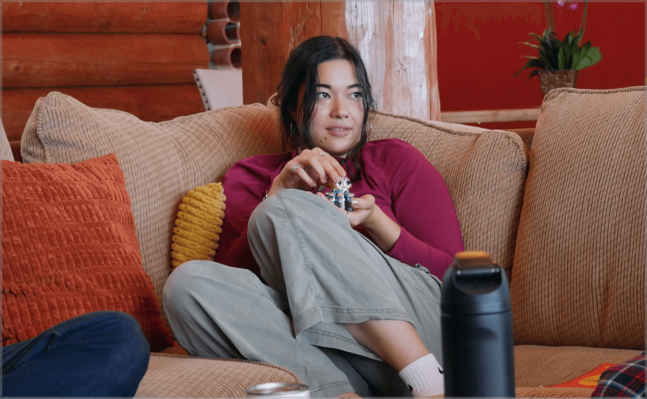 Yana sitting on a couch